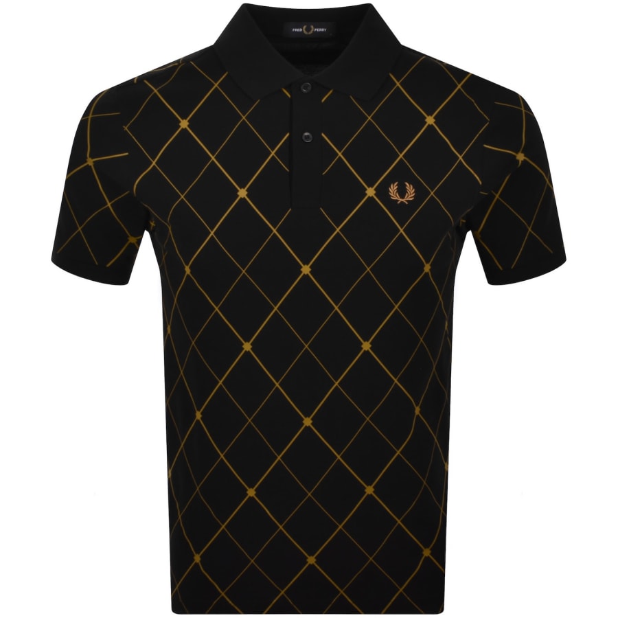 Fred Perry Argyle Print Polo Black