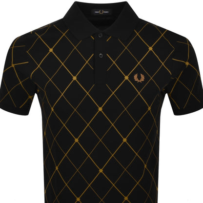 Fred Perry Argyle Print Polo Black