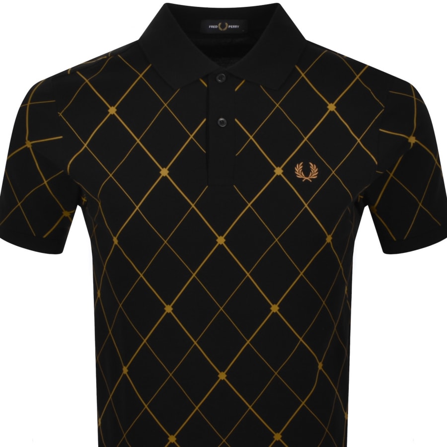 Fred Perry Argyle Print Polo Black