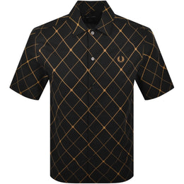 Fred Perry Argyle Short Sleeved Shirt Black