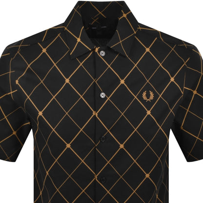Fred Perry Argyle Short Sleeved Shirt Black