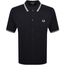 Fred Perry Button Through Polo Shirt Navy