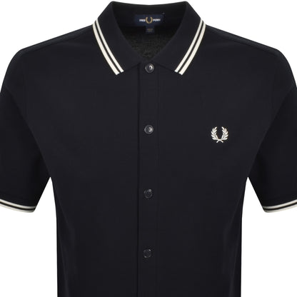 Fred Perry Button Through Polo Shirt Navy