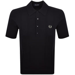 Fred Perry Cable Knit Polo Shirt Navy