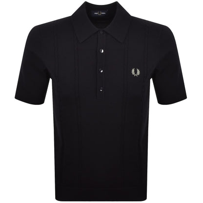 Fred Perry Cable Knit Polo Shirt Navy