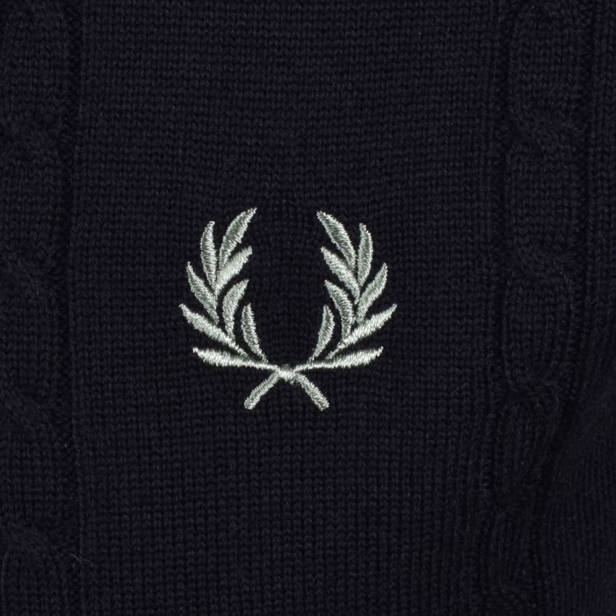 Fred Perry Cable Knit Polo Shirt Navy