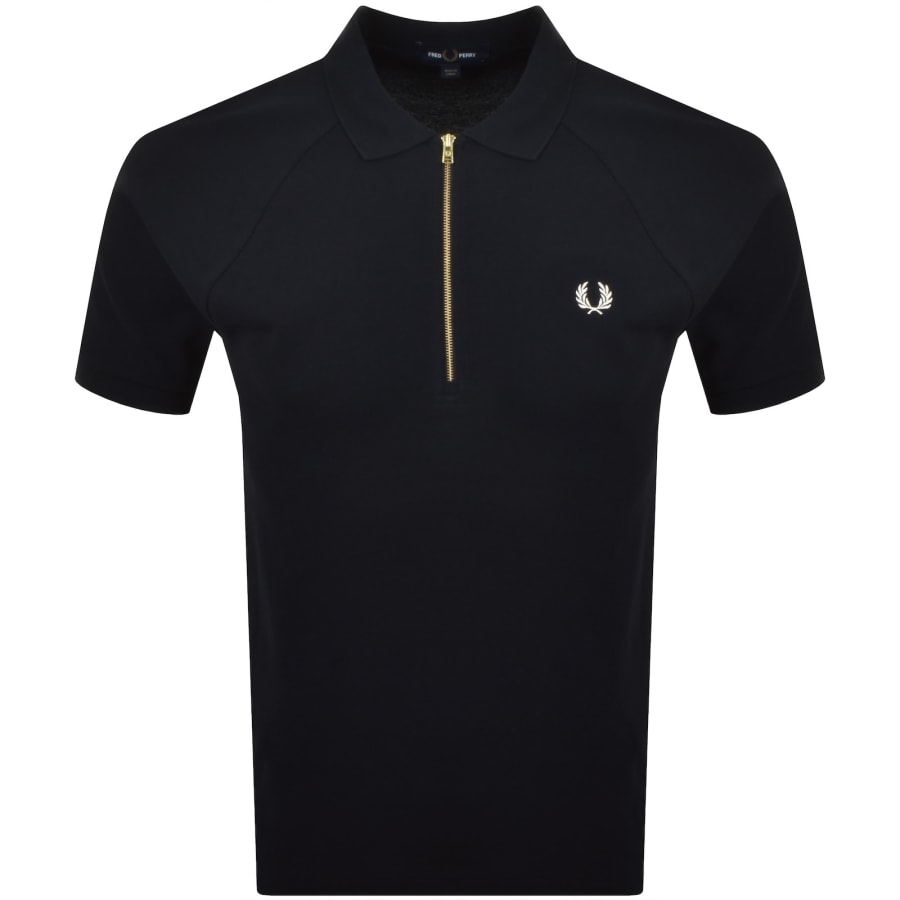 Fred Perry Cable Tape Quarter Zip Polo Navy