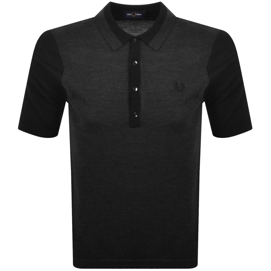 Fred Perry Colour Block Knit Polo Shirt Black