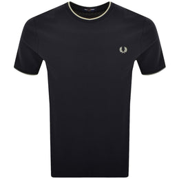 Fred Perry Crepe Pique T Shirt Navy