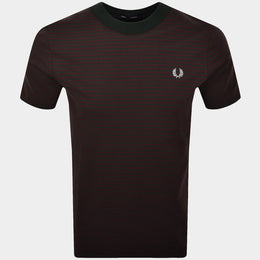 Fred Perry Fine Stripe T Shirt Green