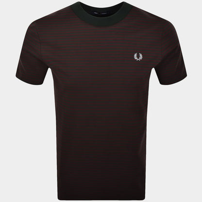 Fred Perry Fine Stripe T Shirt Green