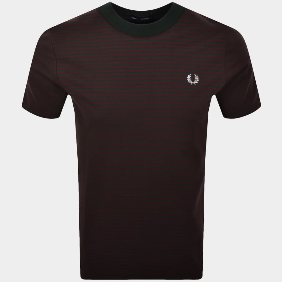 Fred Perry Fine Stripe T Shirt Green