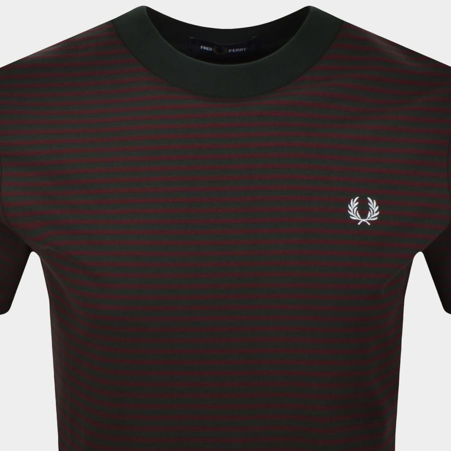 Fred Perry Fine Stripe T Shirt Green