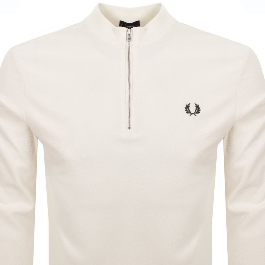 Fred Perry Half Zip Long Sleeve Top Ecru