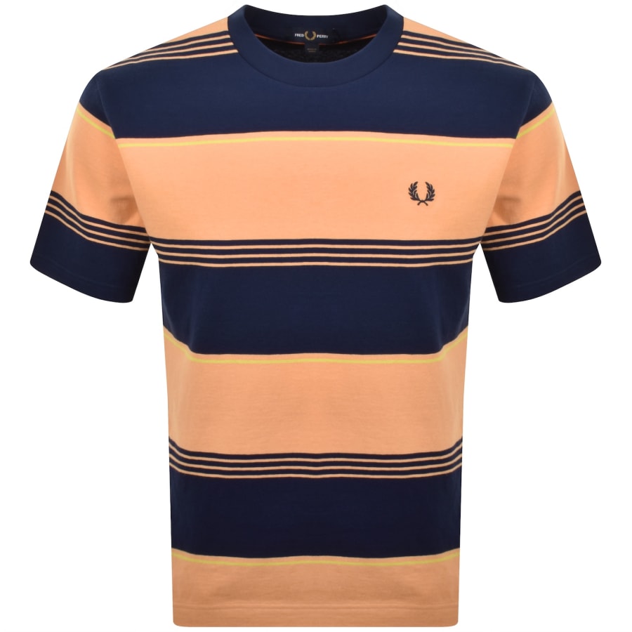 Fred Perry Heavyweight Striped T Shirt Orange