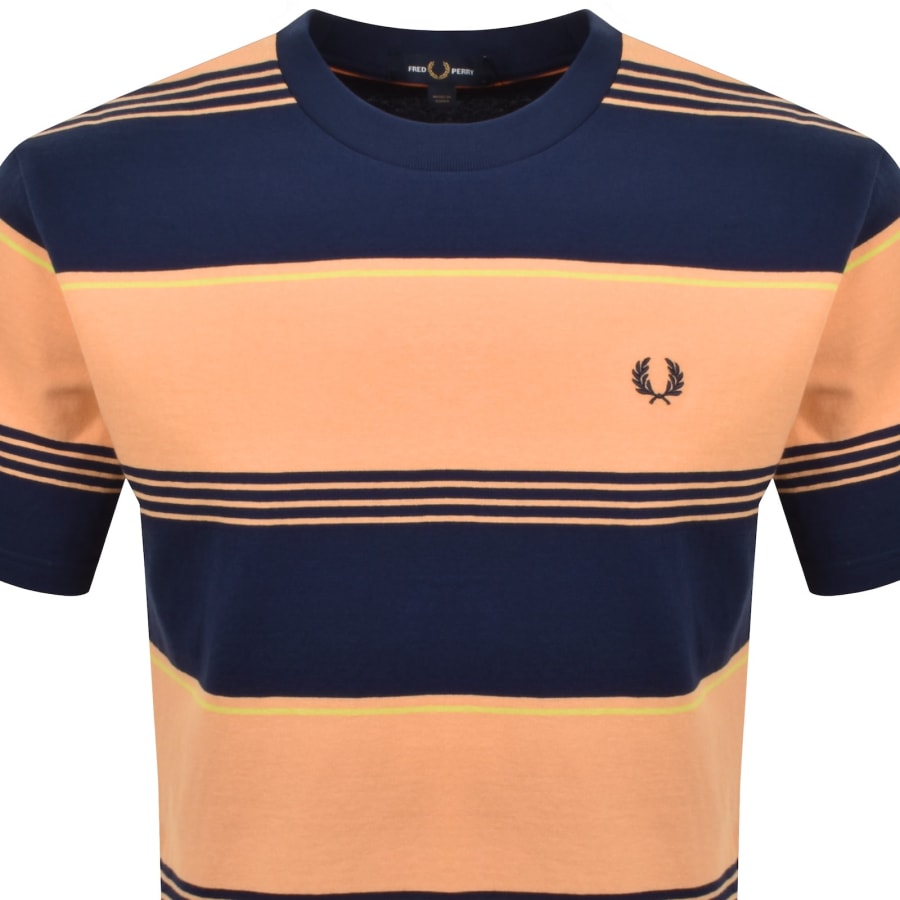 Fred Perry Heavyweight Striped T Shirt Orange