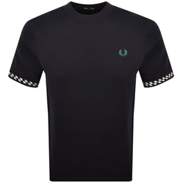 Fred Perry Jacquard Cuff T Shirt Navy