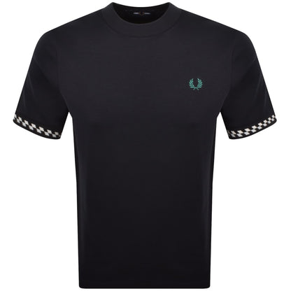 Fred Perry Jacquard Cuff T Shirt Navy