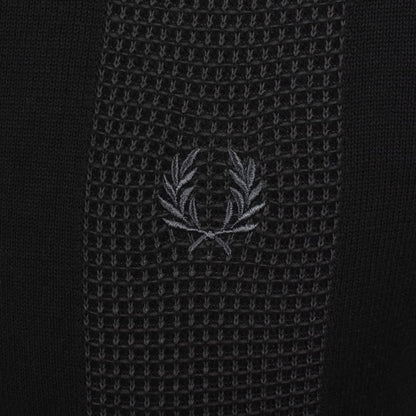 Fred Perry Panel Detail Knit Polo Shirt Black