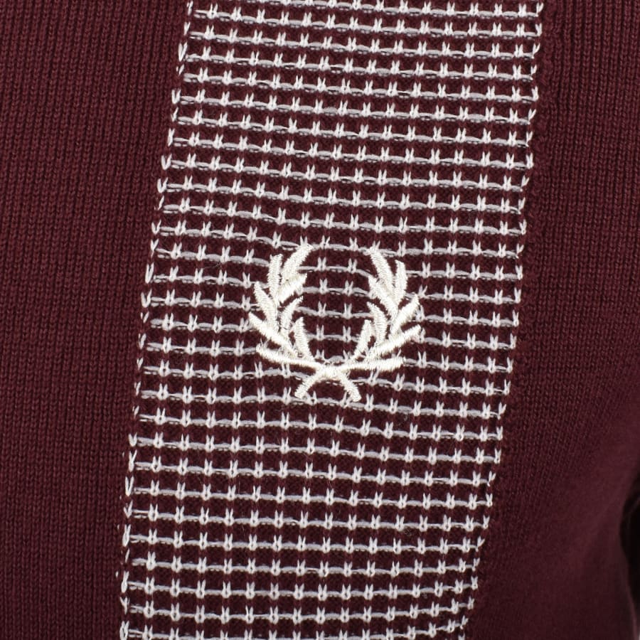 Fred Perry Panel Detail Knit Polo Shirt Burgundy
