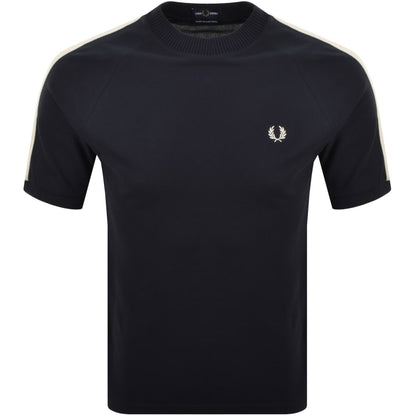 Fred Perry Pique Cable Taped T Shirt Navy