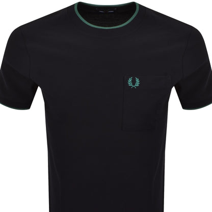 Fred Perry Pocket Detail Pique T Shirt Navy
