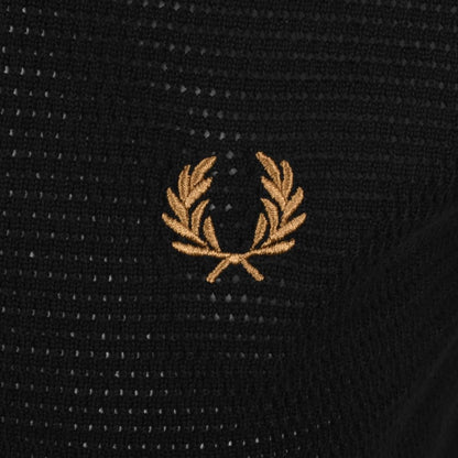 Fred Perry Pointelle Knit Polo T Shirt Black