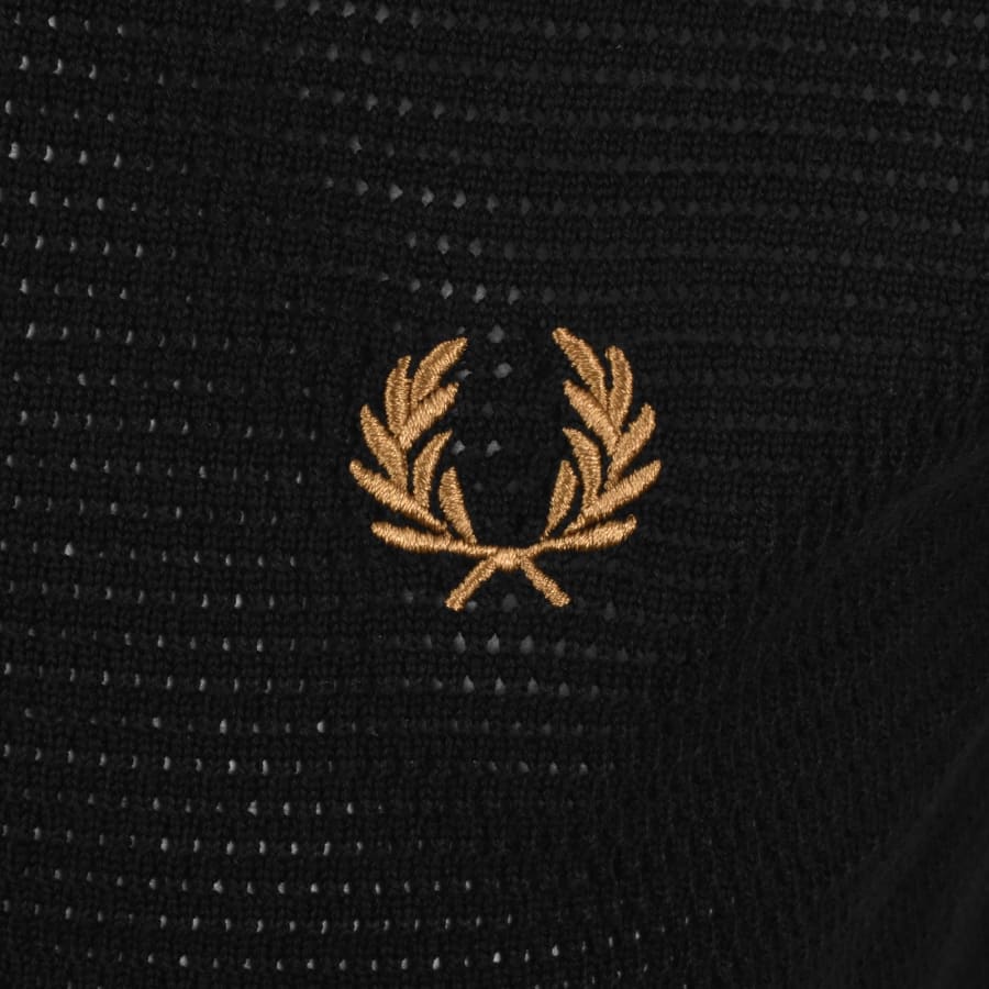 Fred Perry Pointelle Knit Polo T Shirt Black