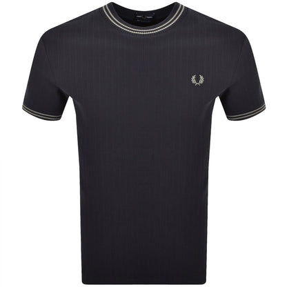 Fred Perry Ribbed Jersey T Shirt Navy