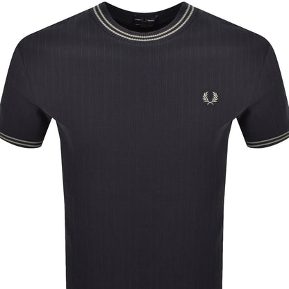 Fred Perry Ribbed Jersey T Shirt Navy