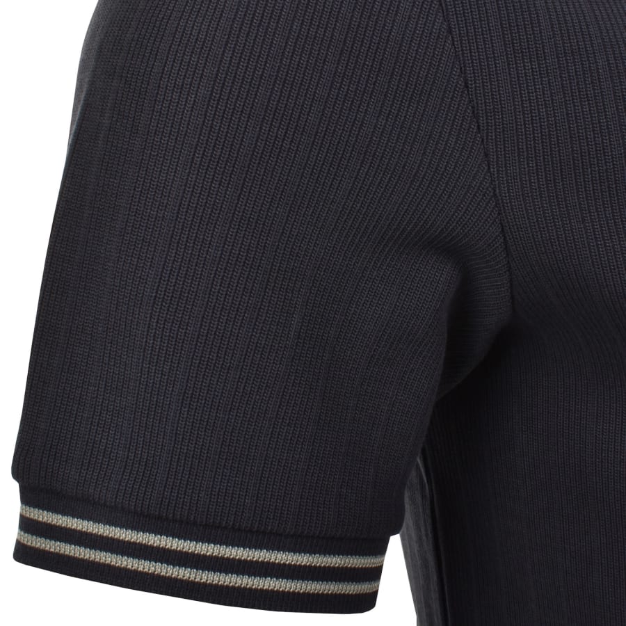 Fred Perry Ribbed Jersey T Shirt Navy