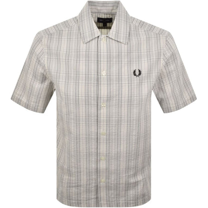 Fred Perry Seersucker Check Shirt Ecru