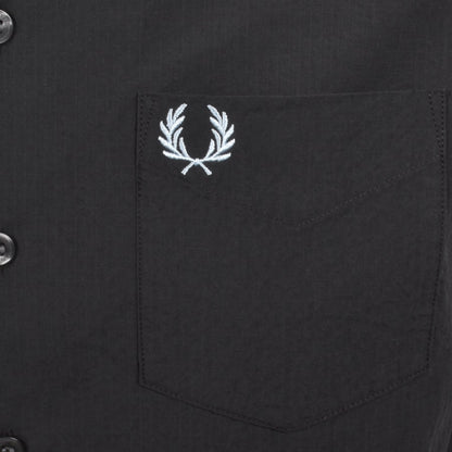 Fred Perry Seersucker Revere Collar Shirt Grey