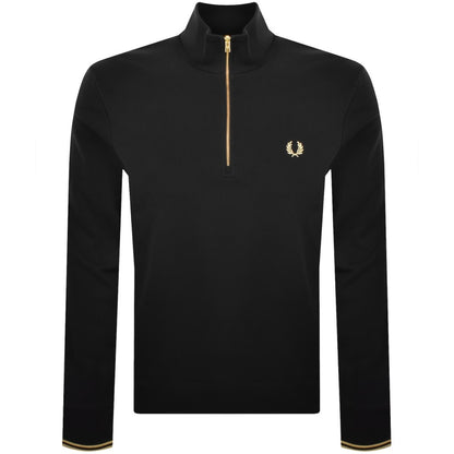 Fred Perry Stripe Tape Half Zip Sweatshirt Black
