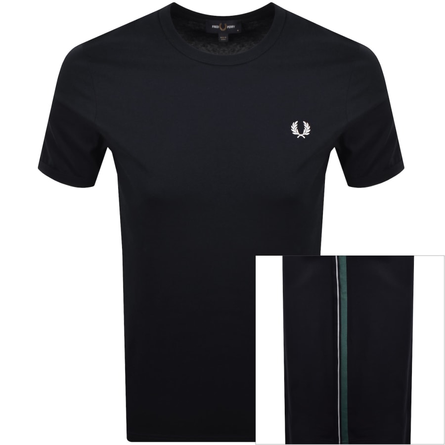 Fred Perry Stripe Tape T Shirt Navy