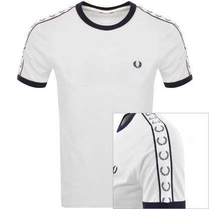 Fred Perry Taped Ringer T Shirt White