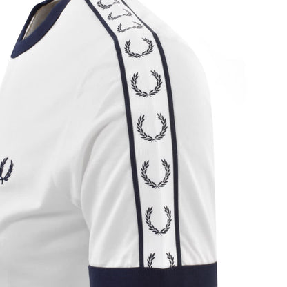 Fred Perry Taped Ringer T Shirt White