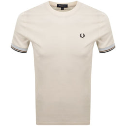 Fred Perry Twin Tipped Cuff T Shirt Cream