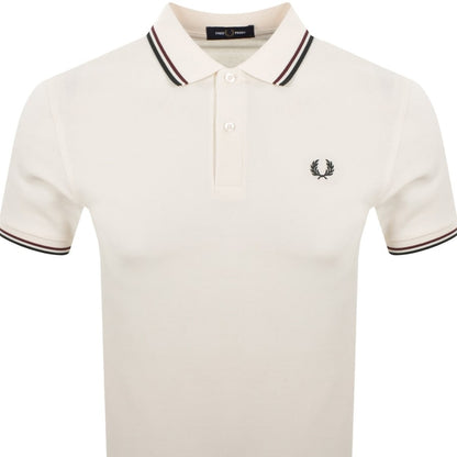 Fred Perry Twin Tipped Polo T Shirt Ecru