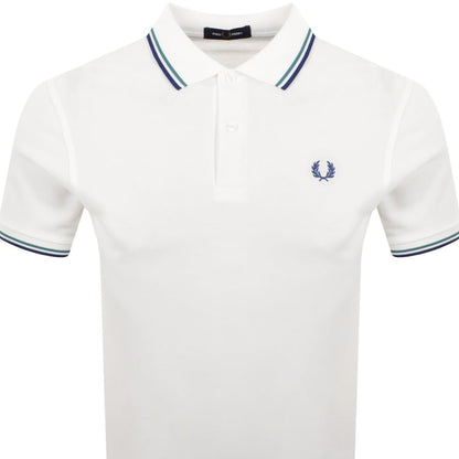 Fred Perry Twin Tipped Polo T Shirt Snow White