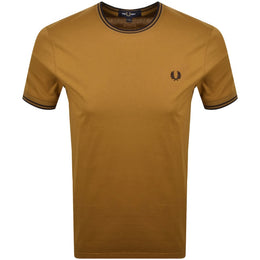 Fred Perry Twin Tipped T Shirt Brown