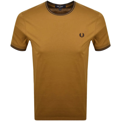 Fred Perry Twin Tipped T Shirt Brown