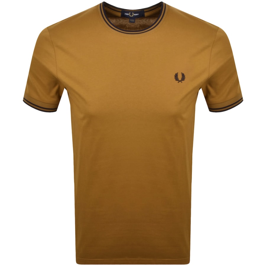 Fred Perry Twin Tipped T Shirt Brown