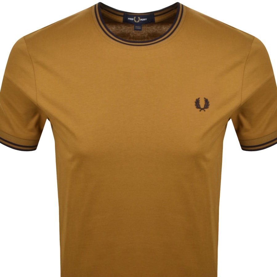 Fred Perry Twin Tipped T Shirt Brown