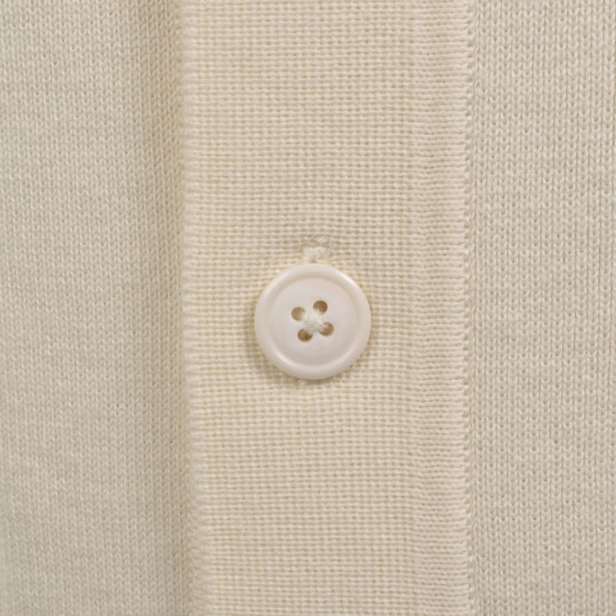 Fred Perry Vertical Stripe Knit Polo Shirt Cream