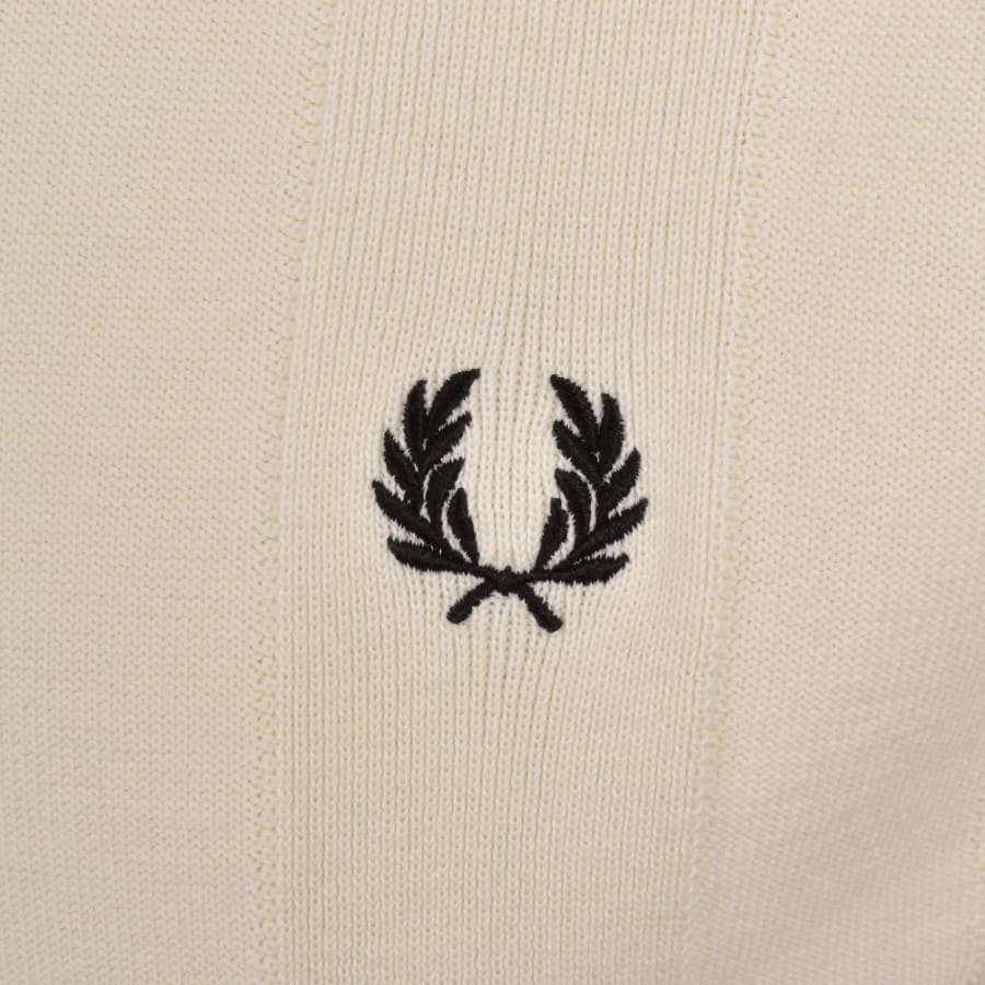 Fred Perry Vertical Stripe Knit Polo Shirt Cream