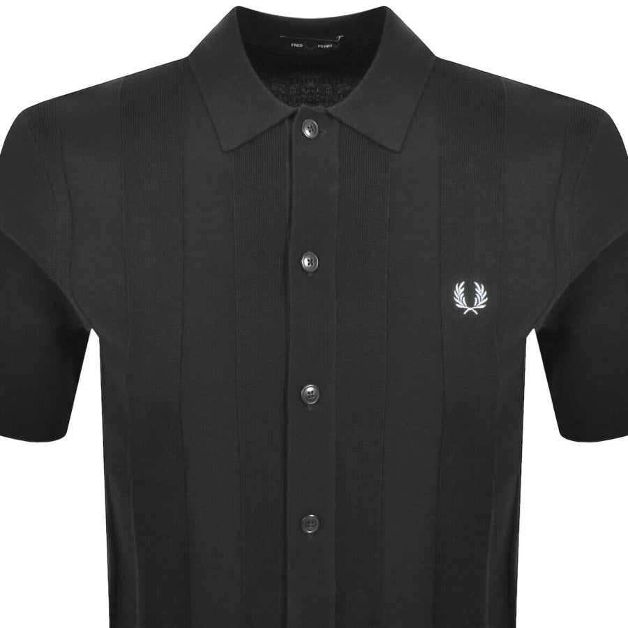 Fred Perry Vertical Stripe Knit Polo Shirt Grey