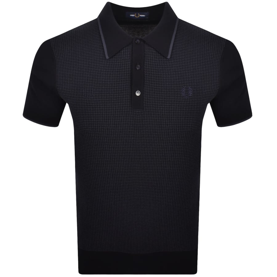 Fred Perry Waffle Knit Polo T Shirt Navy