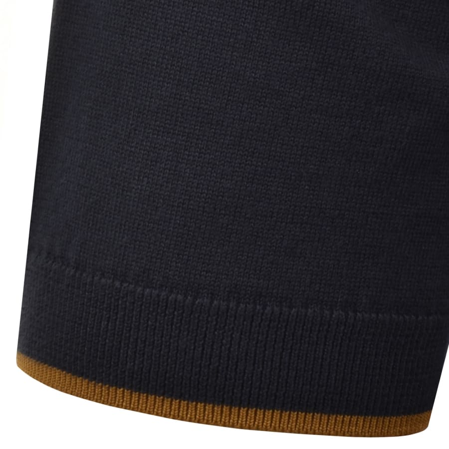 Fred Perry Waffle Knit Polo T Shirt Navy