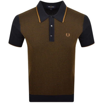 Fred Perry Waffle Knit Polo T Shirt Navy